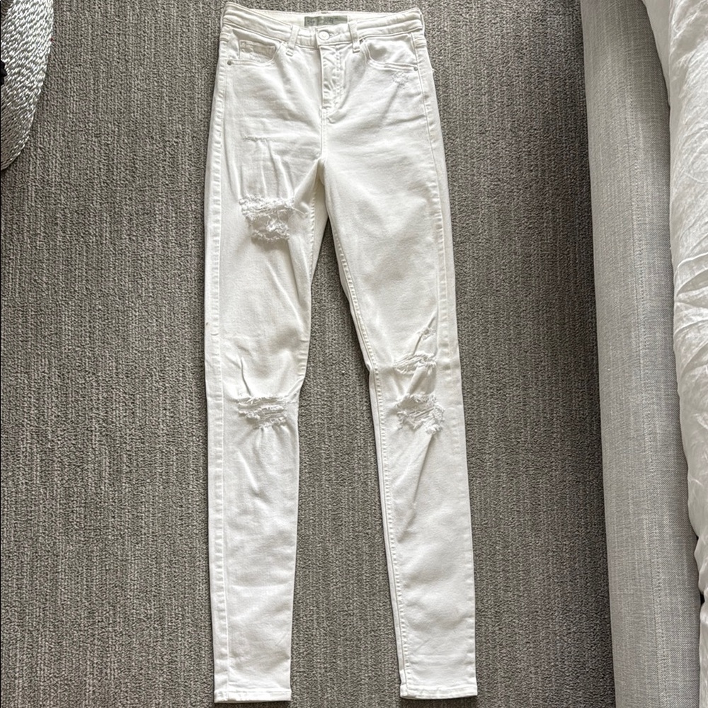 Topshop Women's White Tall Distressed Jeans